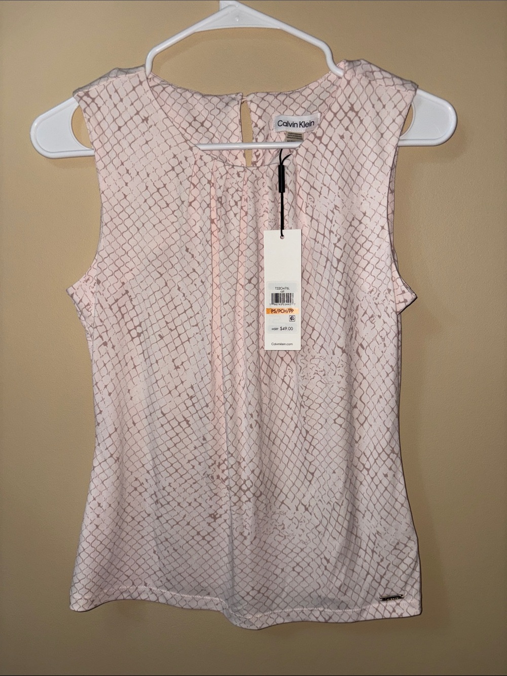 Calvin Klein Pale Pink Sleeveless Printed Camisole